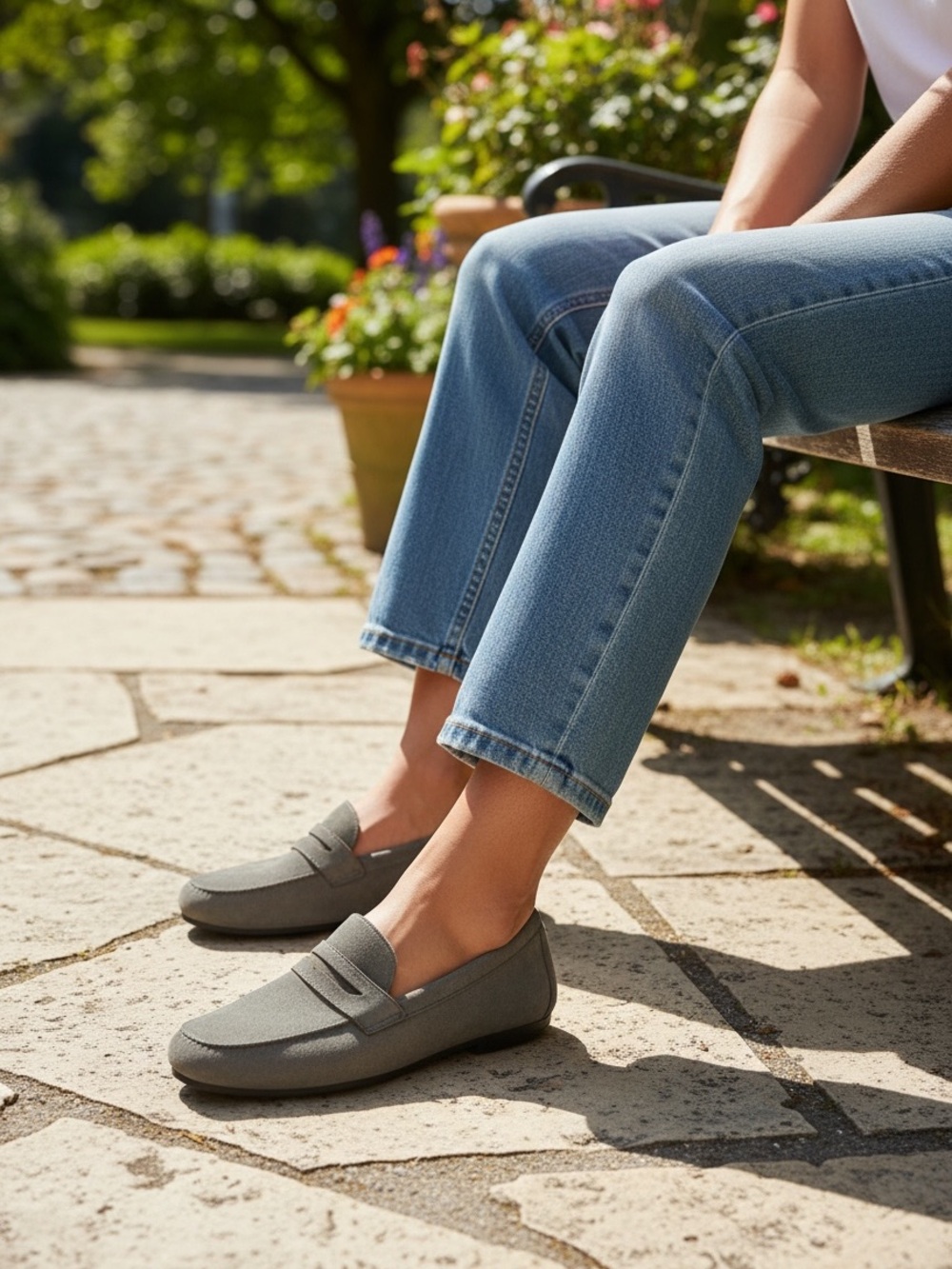 Runa Martin Collection Grey Suede Loafers (Fits Women’s 8–9)